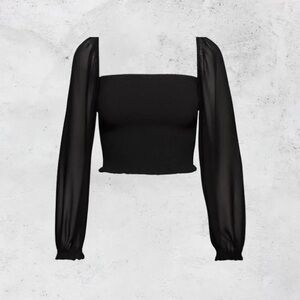 Wilfred Black Sheer Sleeve Blouse